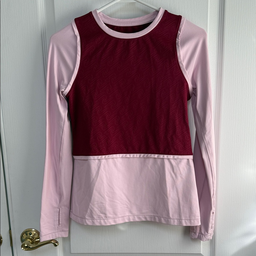 Nike Pro Girls Dri-Fit Training Top Long Sleeve Youth Size Large Red Pink